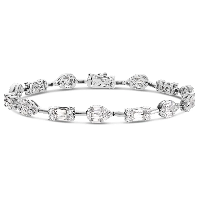 Custom Silver Bracelets For Personalized Jewelry-18K White Gold 3.6ct Baguette Diamond Bracelet