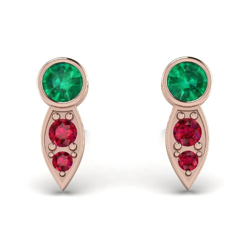 Simple Gold Earrings For Subtle Glam-Bezel Emerald Earrings In Pear Shaped - Aniya No. 50