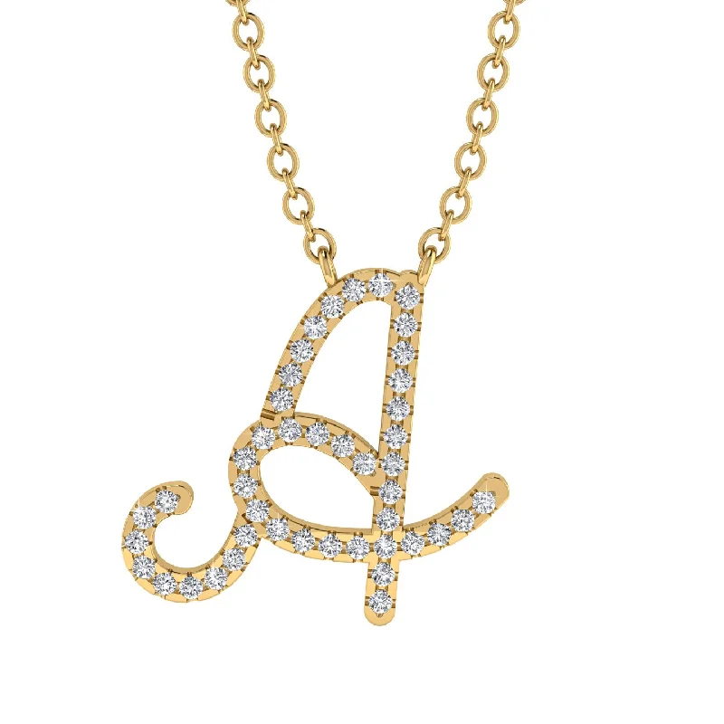 Diamond Gold Letter Necklace - A