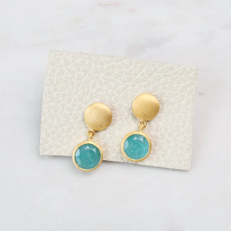 Trendy Beaded Earrings For Boho Style-Amazonite Moon Post Earrings