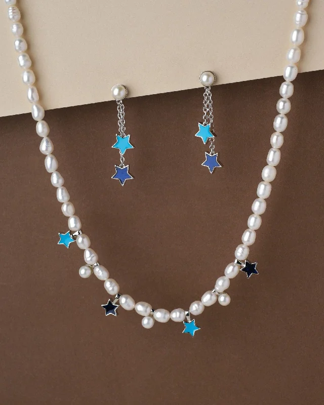 Wrapped In The Night-Sky Pearl Necklace Set