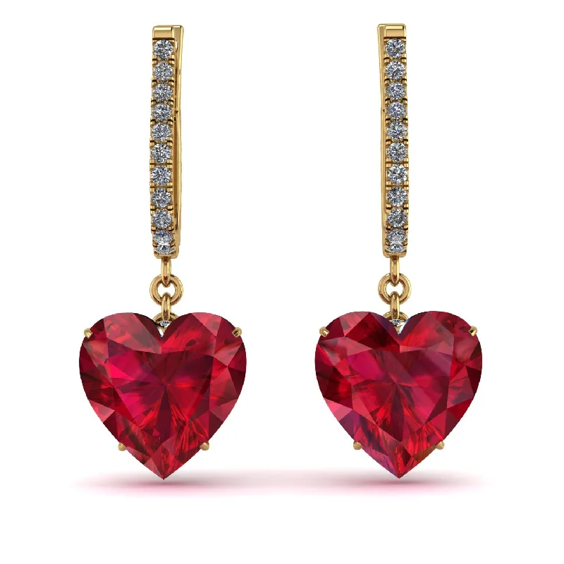 Beautiful Gemstone Earrings For Elegant Wear-Heart Ruby Earrings - Noelle No. 10