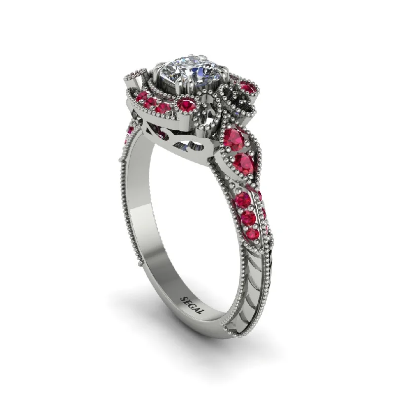 Unique Diamond Rings For Bold Statements-Diamond Vintage Filigree Cushion Cut Engagement Ring - Elaina No. 48