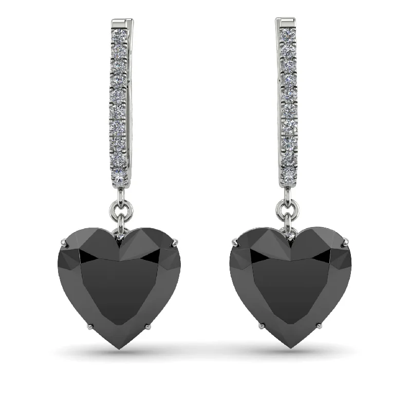 Luxury Earrings For Elegant Fashion-Heart Black Diamond Earrings - Noelle No. 9