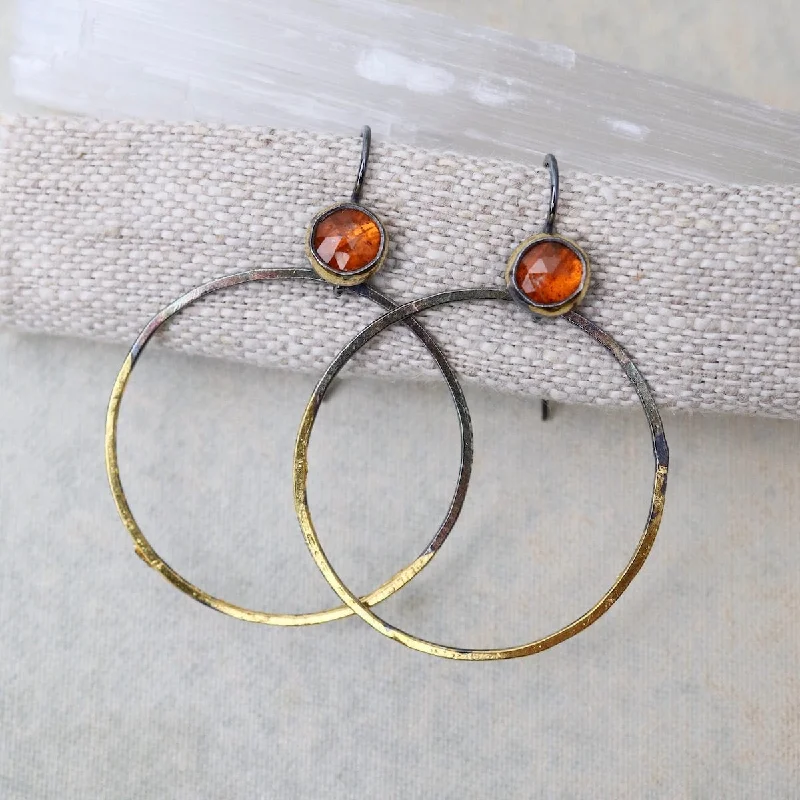 Stunning Pearl Earrings For Night Glam-Orange Kyanite Rim Hoop Earrings