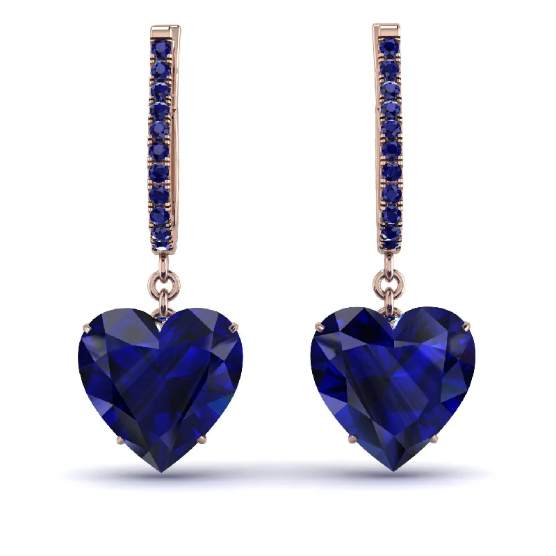 Beautiful Drop Earrings For Bridal Style-Heart Sapphire Earrings - Noelle No. 74