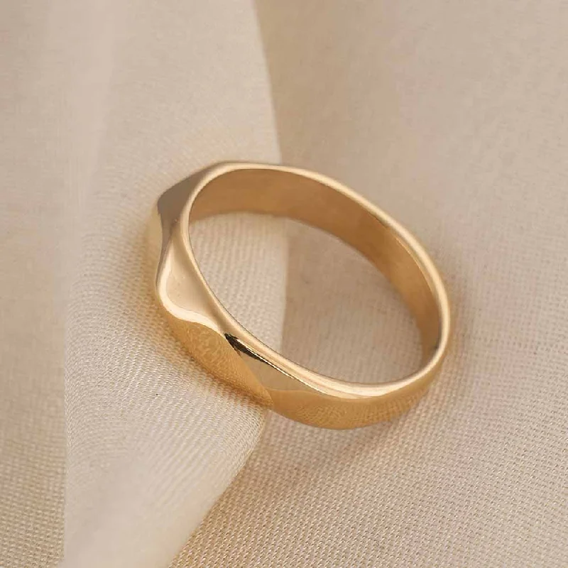 Unique Custom Engagement Rings For Brides-Wave Gold Ring