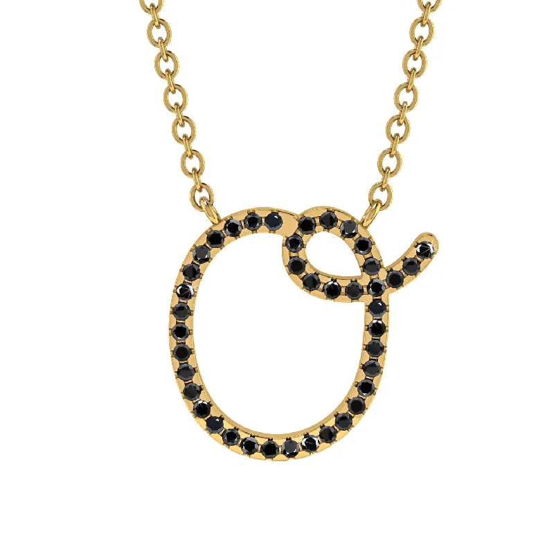 Black Diamond Gold Letter Necklace - O