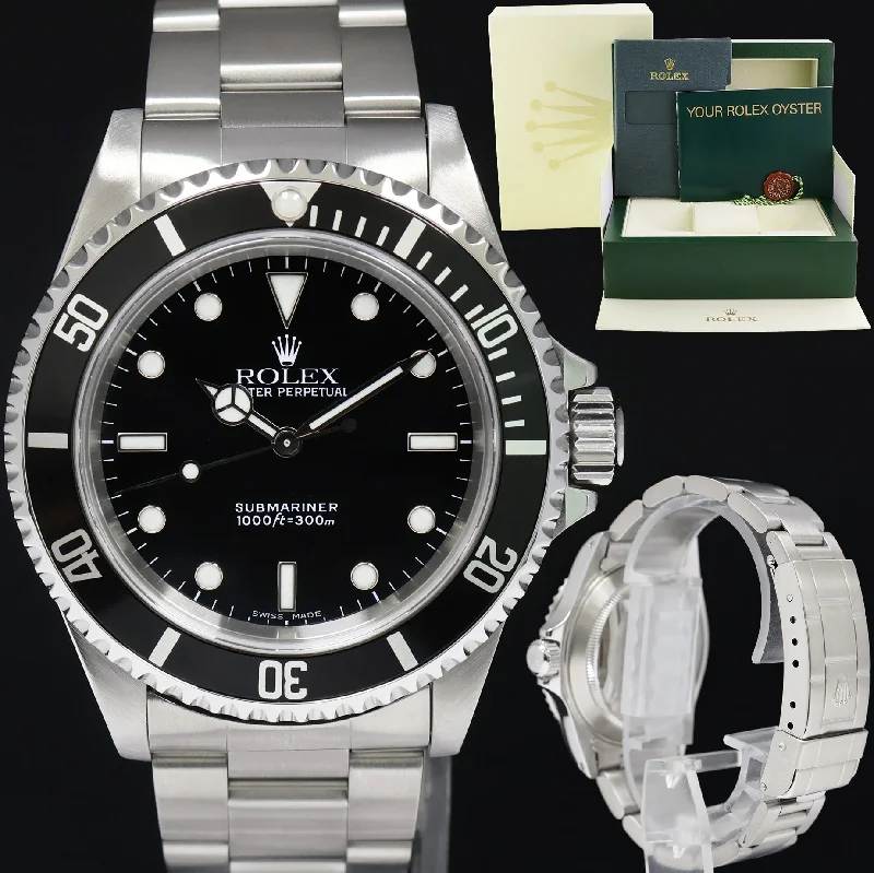 Elegant Watch Collections For Luxury Enthusiasts-MINT 2000 Rolex Submariner No-Date 2 Line Dial 14060M Steel Black 40mm Watch Box