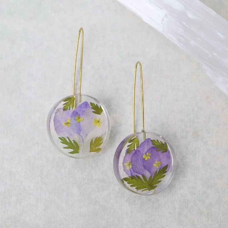 Personalized Drop Earrings For Custom Gifts-Botanical Small July Birthday Full Moon Earrings