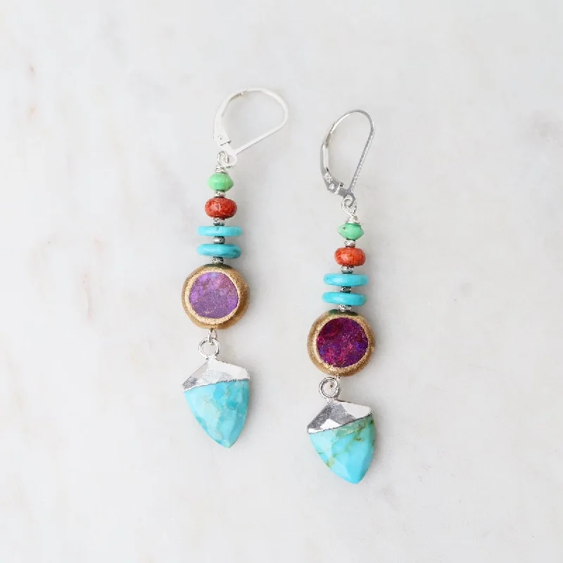 Large Earrings For Bold Glam-Turquoise Triangular Point Drop Earrings