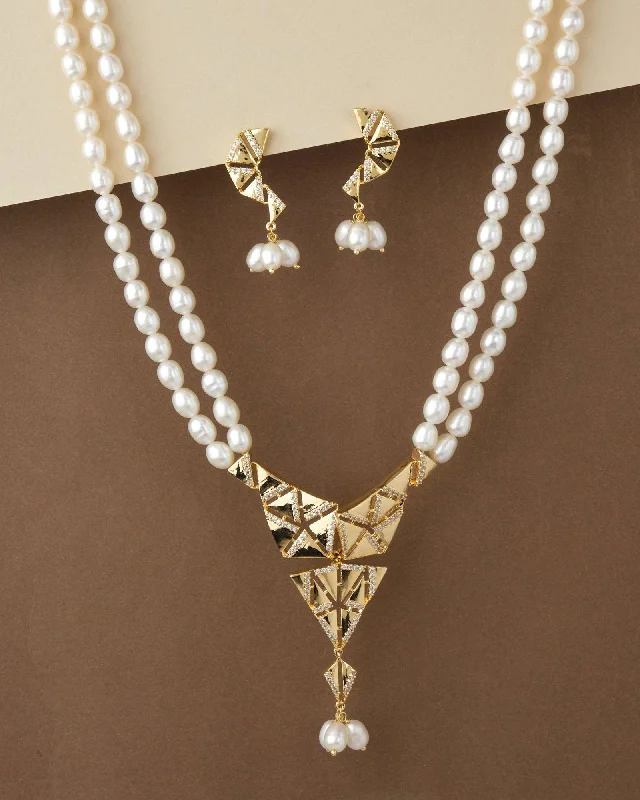 Trendy Real Pearl Necklace Set S23555