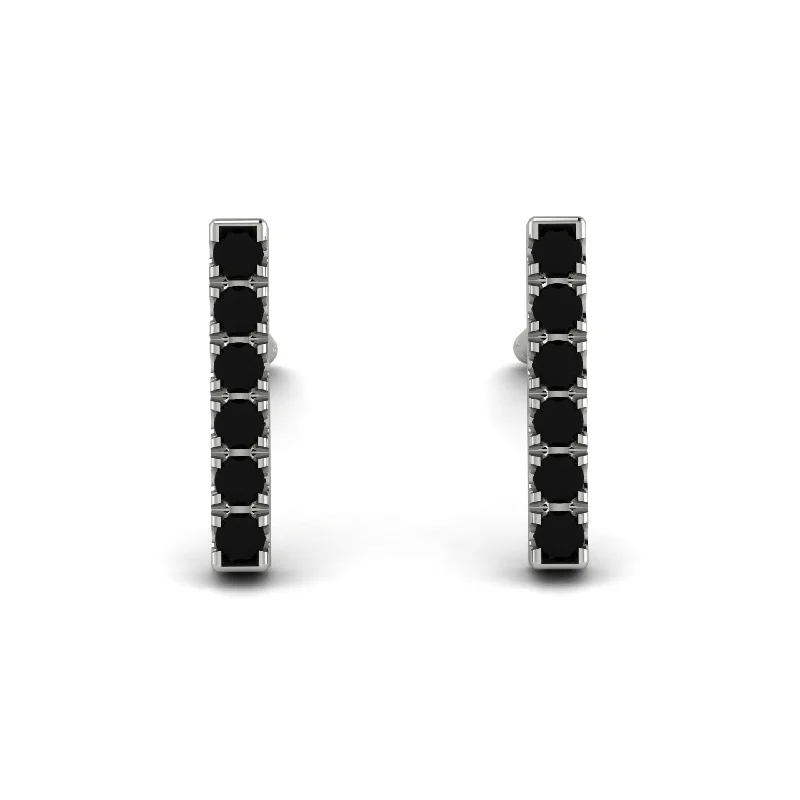 Simple Hoop Earrings For Chic Looks-Geometrical Gold Bar Black Diamond Earrings - Bonnie No. 9