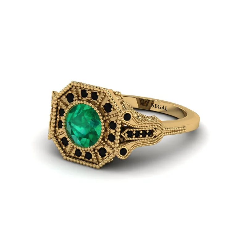 Timeless Engagement Rings For Everlasting Glam-Emerald 14K Gold Art Deco Engagement Ring - Erin No. 34