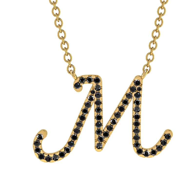 Black Diamond Gold Letter Necklace - M