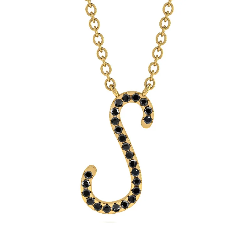 Black Diamond Gold Letter Necklace - S