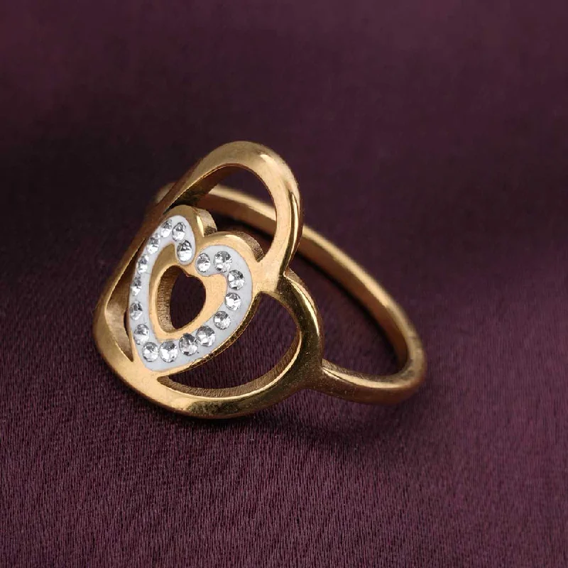 Stunning Custom Rings For Personalized Style-Gold Double Heart Ring