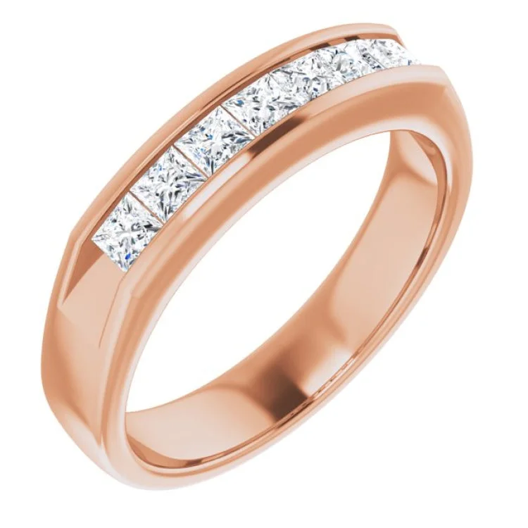 Luxury Engagement Rings For Brides-to-Be-14K Rose 9/10 CTW Natural Diamond Band