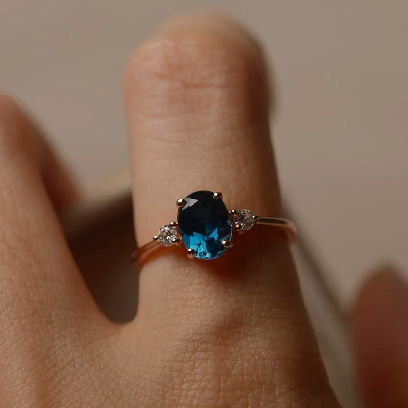 Elegant Cocktail Rings For Evening Glam-Together Forever London Blue Topaz Ring