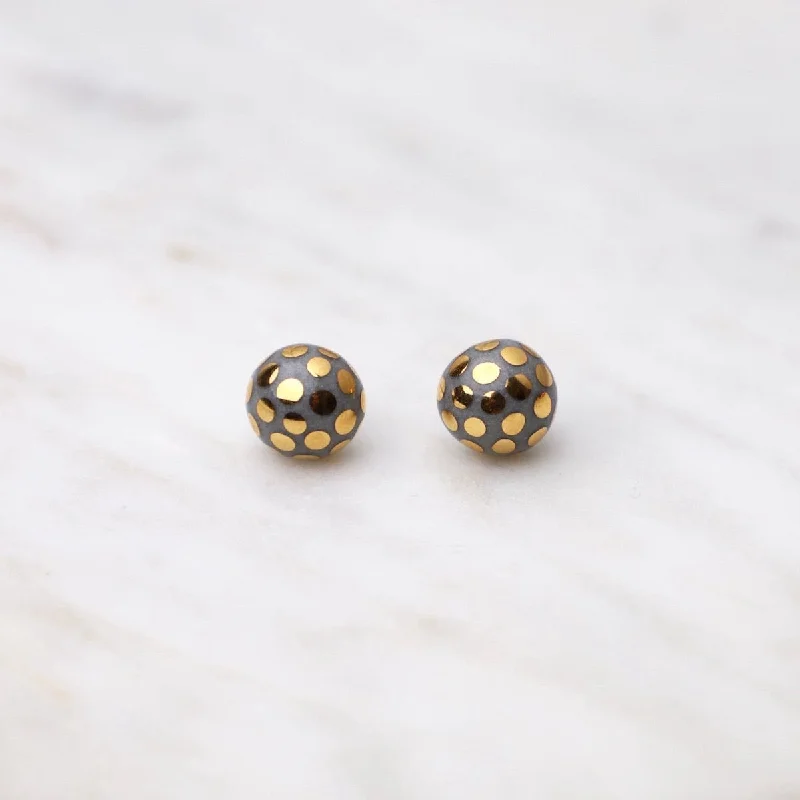 Classic Hoop Earrings For Timeless Beauty-Grey Ladybug Stud Earrings