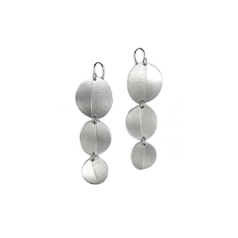 Luxurious Earrings For Elegant Fashion-Moon Midi Earrings Silver