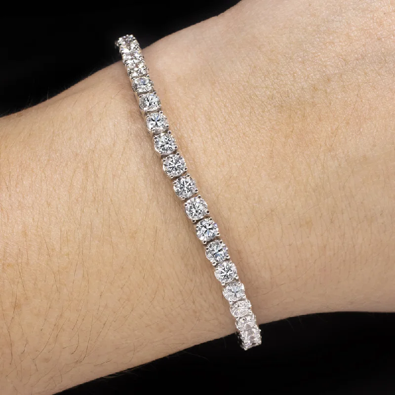 Trendy Stainless Steel Bracelets For Casual Glam-10.3ct VERY GOOD CUT DIAMOND TENNIS BRACELET NATURAL CLASSIC 14k WHITE GOLD 10ct