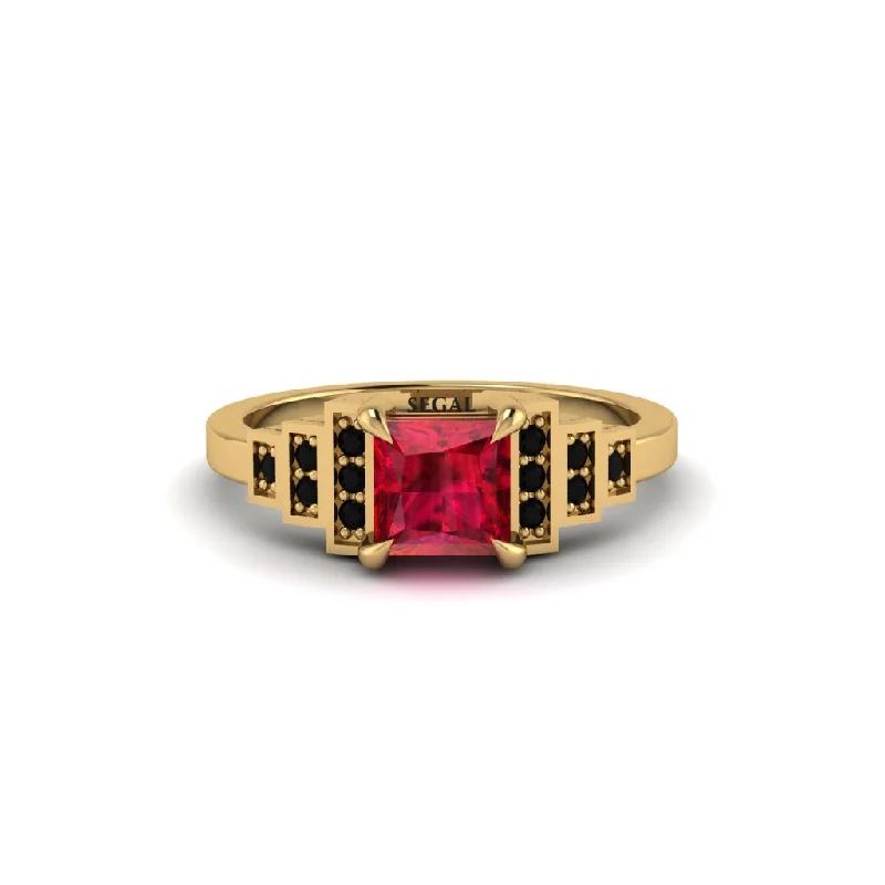 Affordable Diamond Rings For Timeless Glam-Ruby Geometric Princess Cut Engagement Ring - Thea No. 40