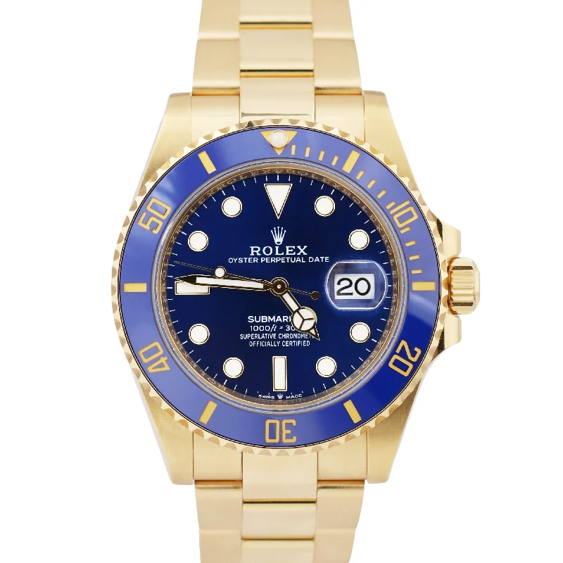 Stunning Multi-Function Watches For Bold Fashion-MINT 2023 Rolex Submariner Date 41 18K Yellow Gold BLUE 41mm 126618 LB BOX