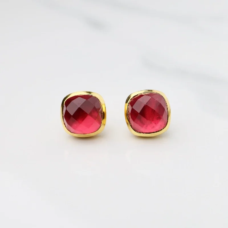 Classic Earrings For Everyday Glam-Hot Pink Post Earrings