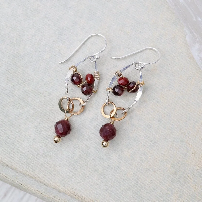 Simple Gold Earrings For Subtle Glam-Garnet Petal Earrings