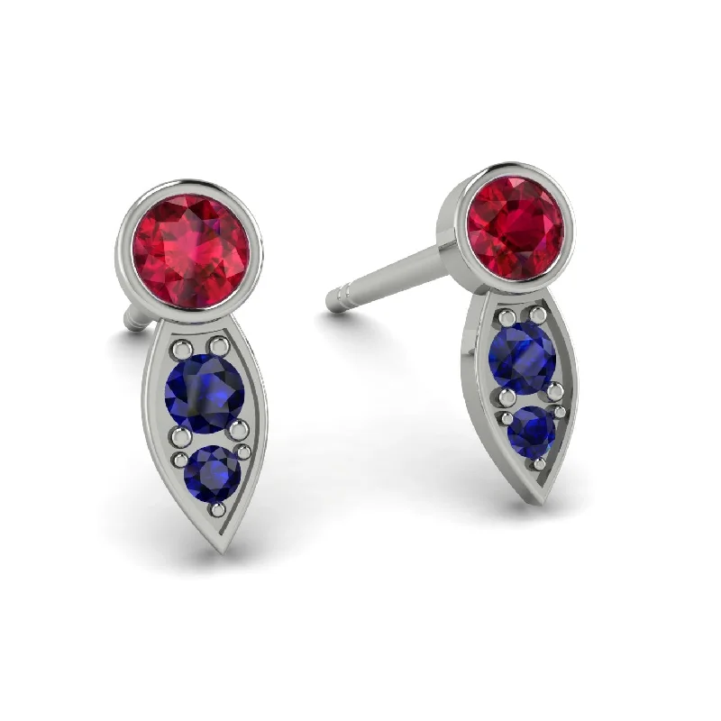 Dangle Earrings For Bridal Look-Bezel Ruby Earrings In Pear Shaped - Aniya No. 72