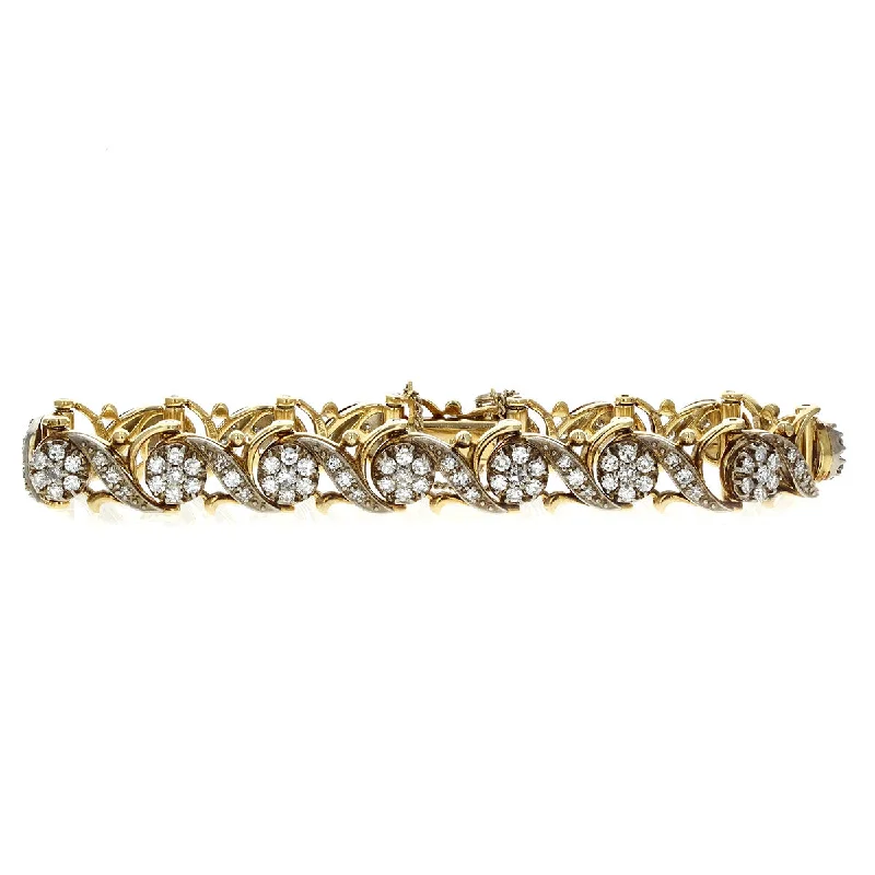 Timeless Diamond-Studded Bracelets For Special Occasions-18KY 120 SINGLE CUT DIAS=2.64CT AND 30 FC=0.66CT ADD-A-LINK 7¼" X 7/16" BRACELET HIDDEN