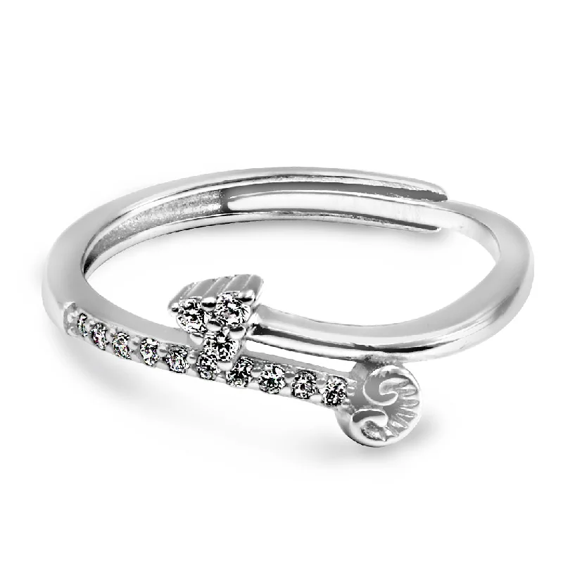 Elegant Wedding Rings For Special Occasions-Zarkan Cute Love Arrow Zircon Silver Ring