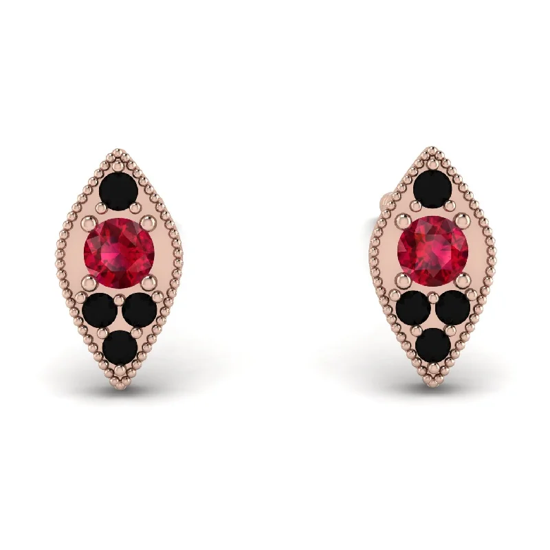 Elegant Dangle Earrings For Night Parties-Milgrain Marquise Ruby Earrings - Faye No. 41