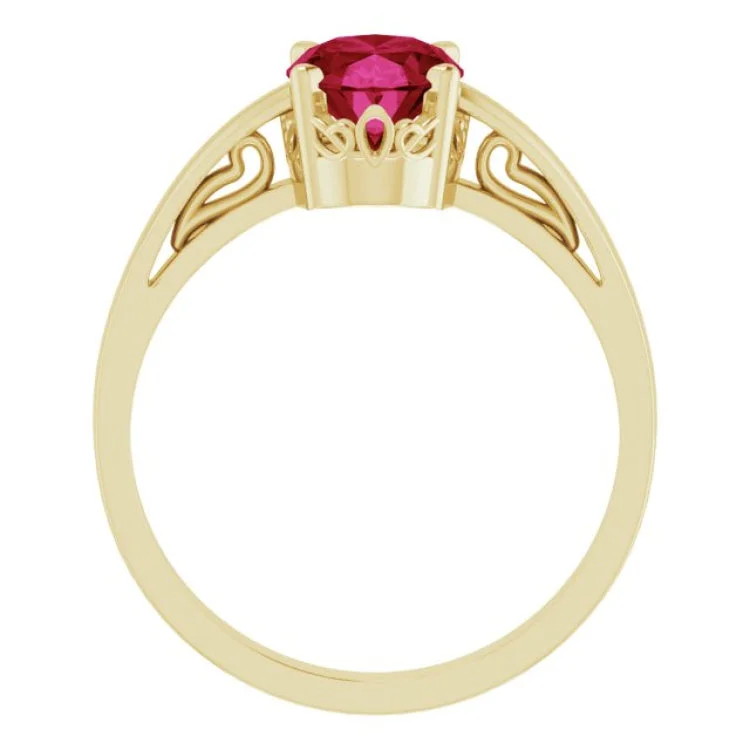 Beautiful Sapphire Rings For Elegant Brides-14K Yellow Lab-Grown Ruby Ring