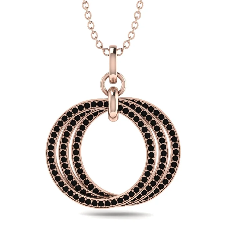 Three Circle Necklace With Black Diamond - Octavia No. 8