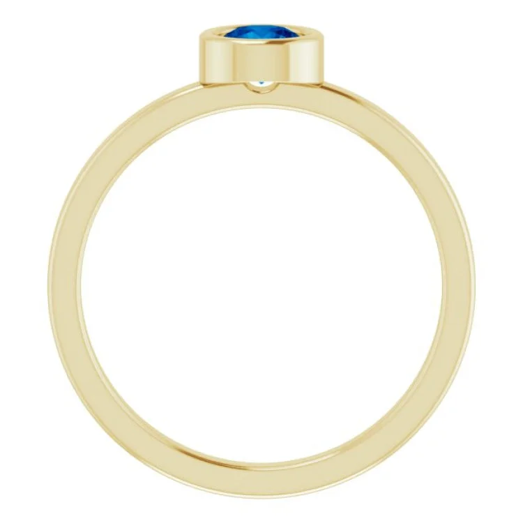 Unique Diamond Wedding Bands For Fashion-Forward Couples-14K Yellow 4.5 mm Lab-Grown Blue Sapphire Ring