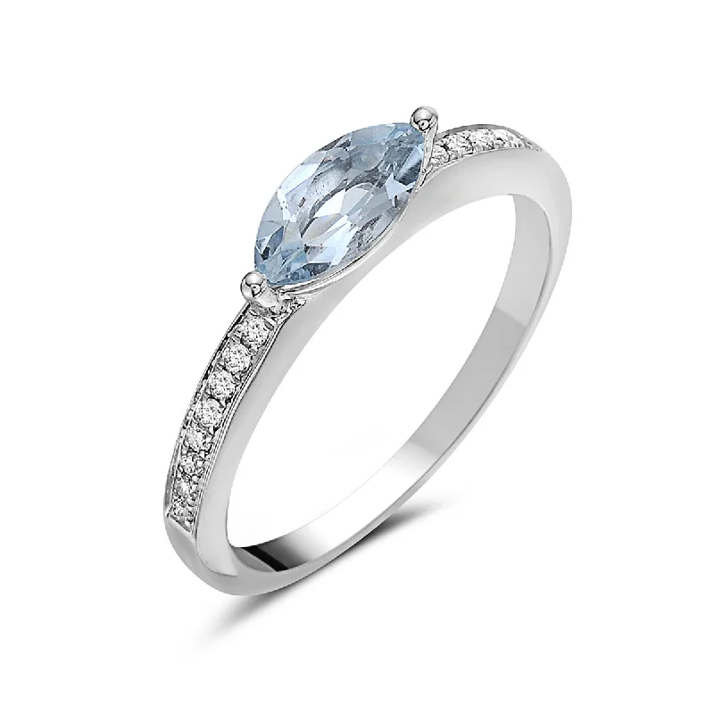 Affordable Diamond Rings For Timeless Glam-Aquamarine And Diamond Fashion Band