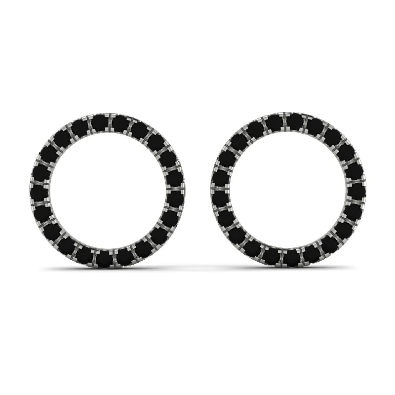 Trendy Resin Earrings For Bold Fashion-Circle Stud Black Diamond Earring - Lucille No. 9