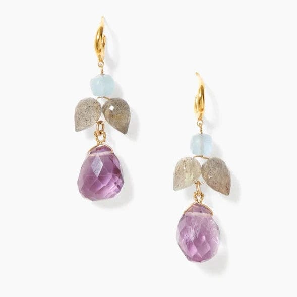 Gold Stud Earrings For Fashionable Wear-Ophelia Drop Earrings Amethyst Mix