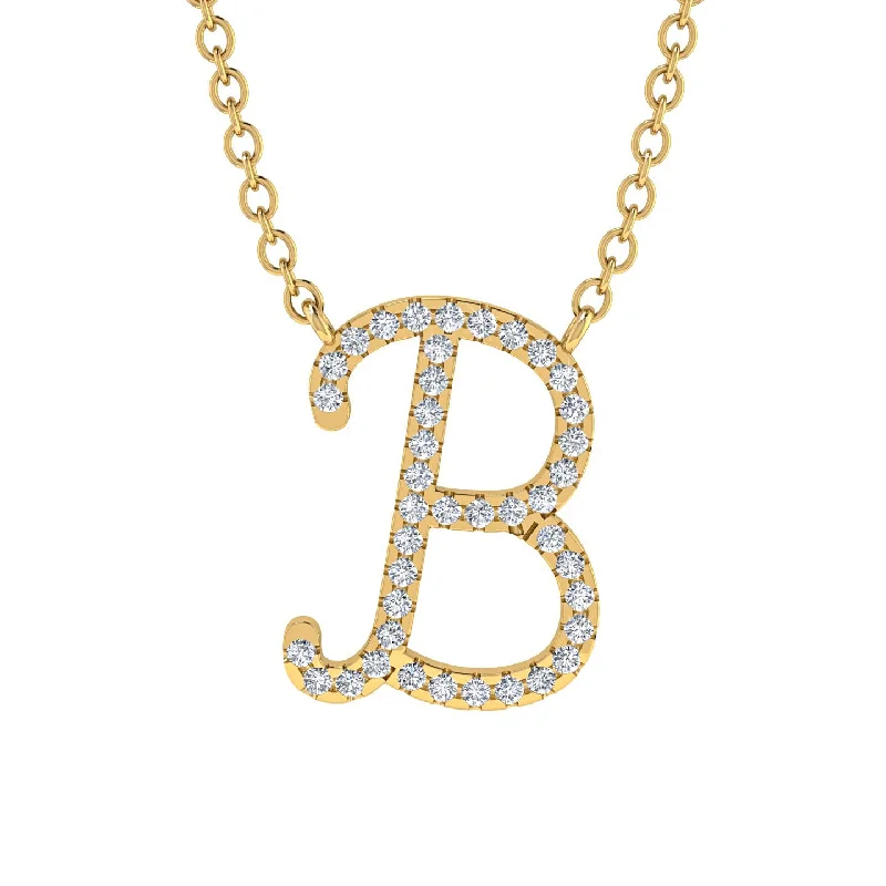 Diamond Gold Letter Necklace - B