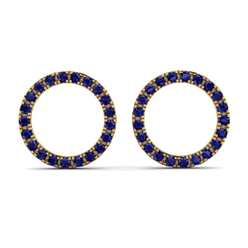 Lightweight Gold Earrings For Comfort-Circle Stud Sapphire Earring - Lucille No. 13