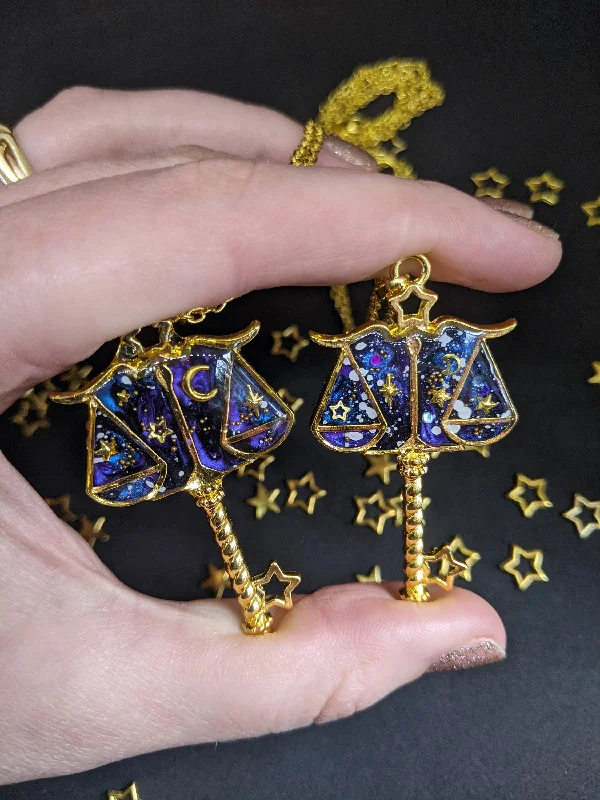 Libra: Celestial Zodiac Resin Pendant Necklaces- 2 Styles