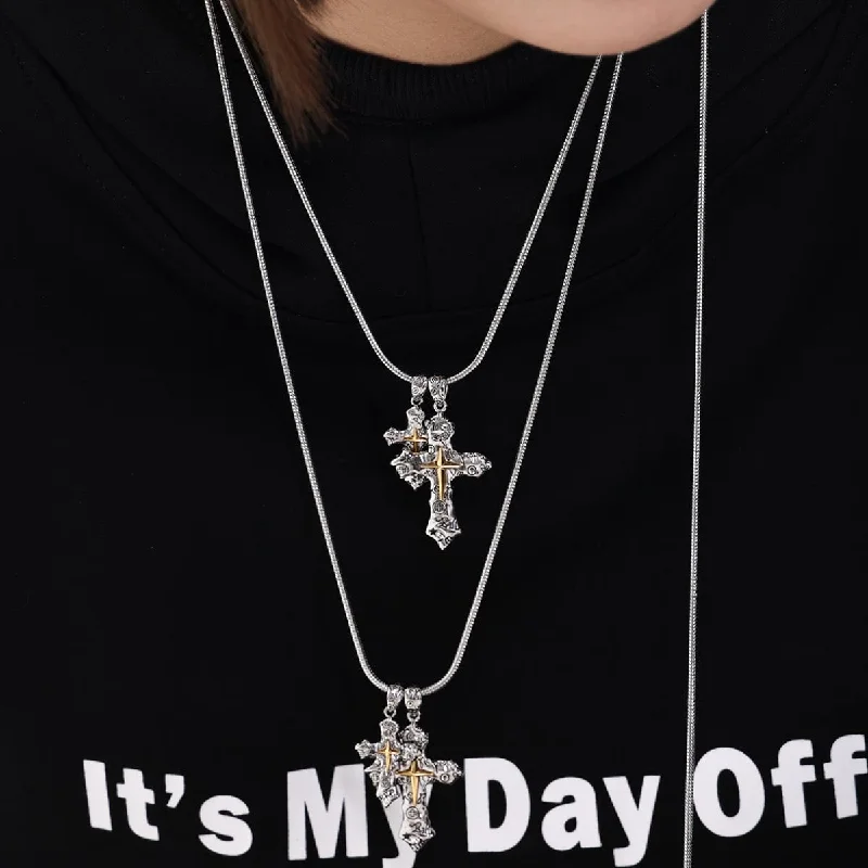 Women's Punk Graffiti Cross Necklace