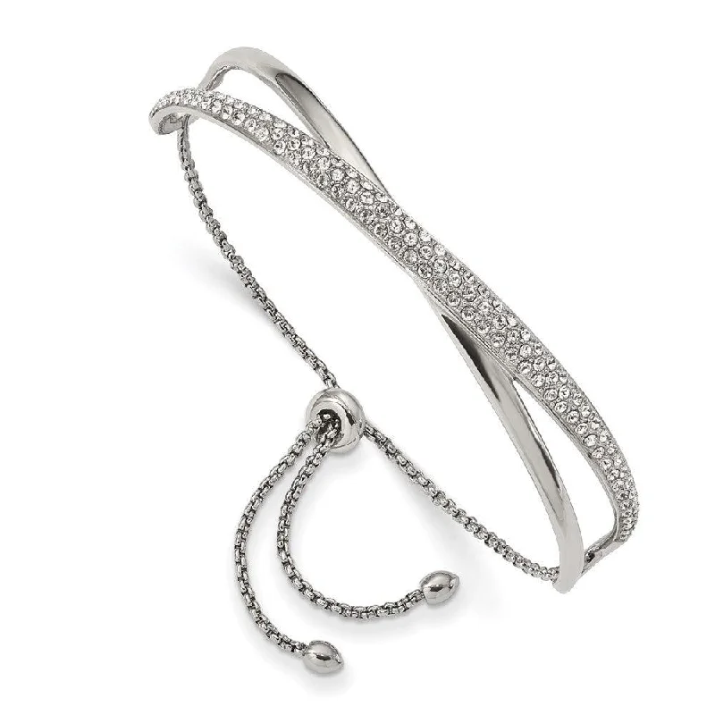 Stunning Gem-Studded Bangles For Special Occasions-Stainless Steel Polished with Swarovski Crystal Adjustable Bangle