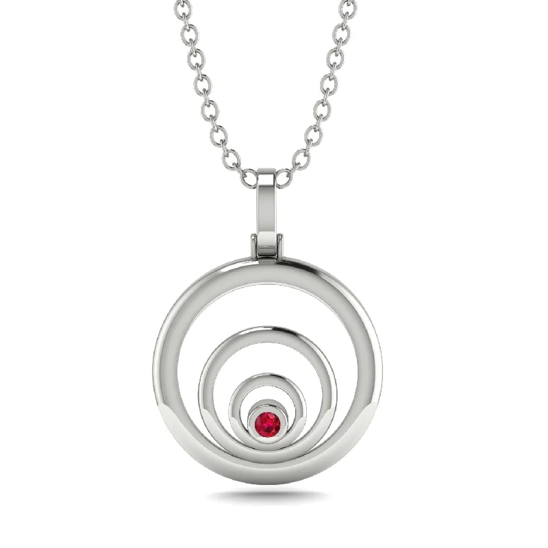 Three Ring Necklace With Dazzling Centre Ruby - Charlee No. 12