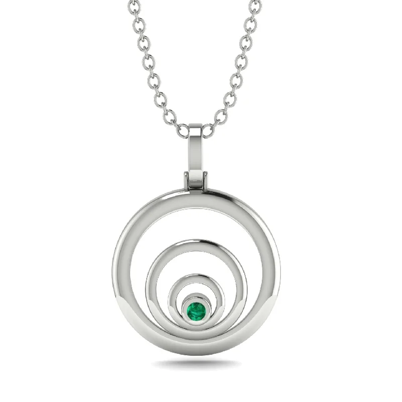 Three Ring Necklace With Dazzling Centre Emerald - Charlee No. 6