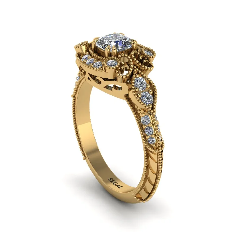 Beautiful Wedding Bands For Bridal Looks-Diamond Vintage Filigree Cushion Cut Engagement Ring - Elaina No. 1