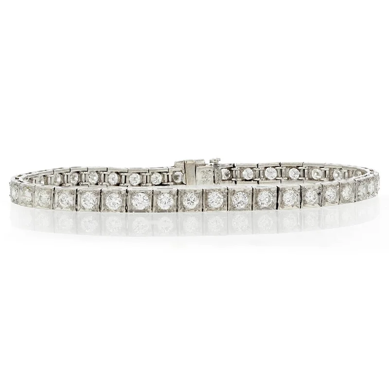 Classic Sterling Silver Bracelets For Timeless Elegance-PLATINUM 40 ROUND DIAMONDS=3.20CT TENNIS 7" BRACELET