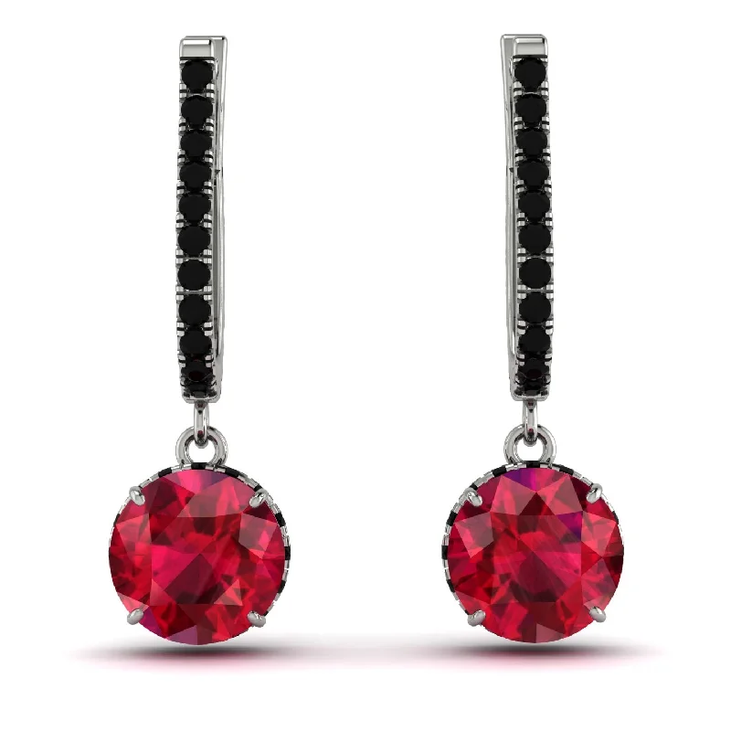 Trendy Earrings For Casual Glam-Ruby Dangle Earrings With Hidden Halo - Adaline No. 42